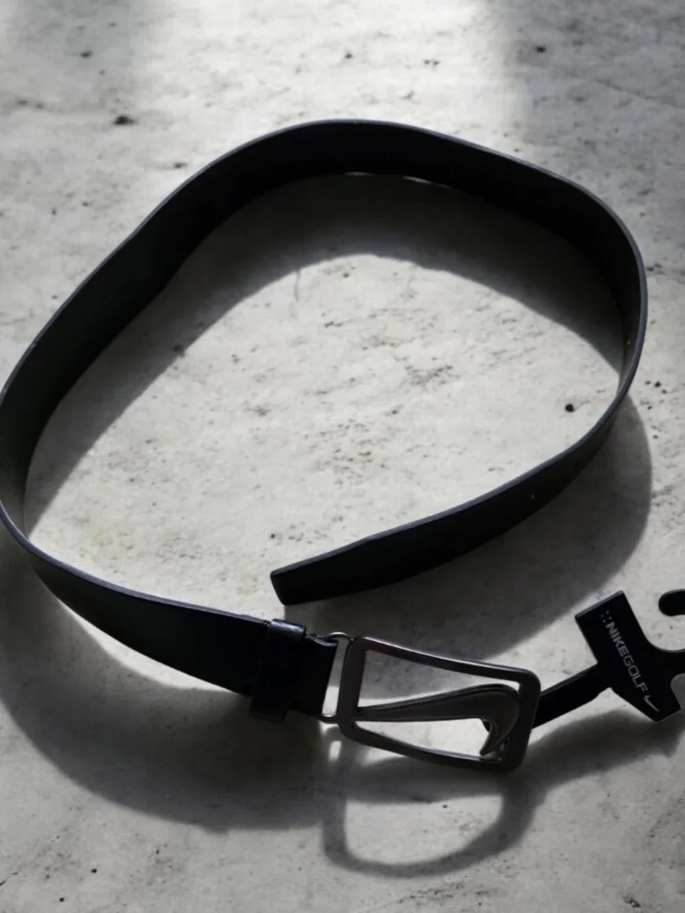 NWT NIKE ( 34 ) Golf Belt Black Leather Silver Buckle Hardware